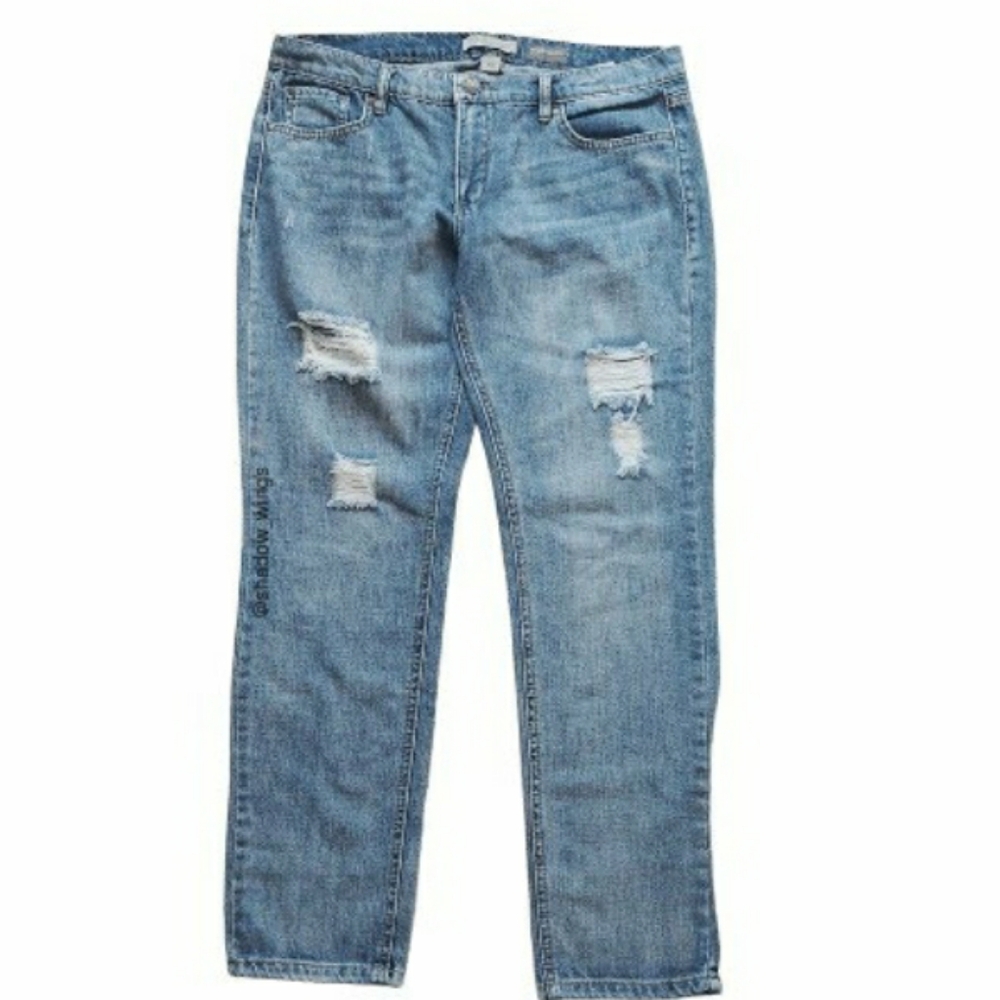 Nine West Vintage America Weekend Jeans / Size 8R 34" x 29" Distressed Jeans